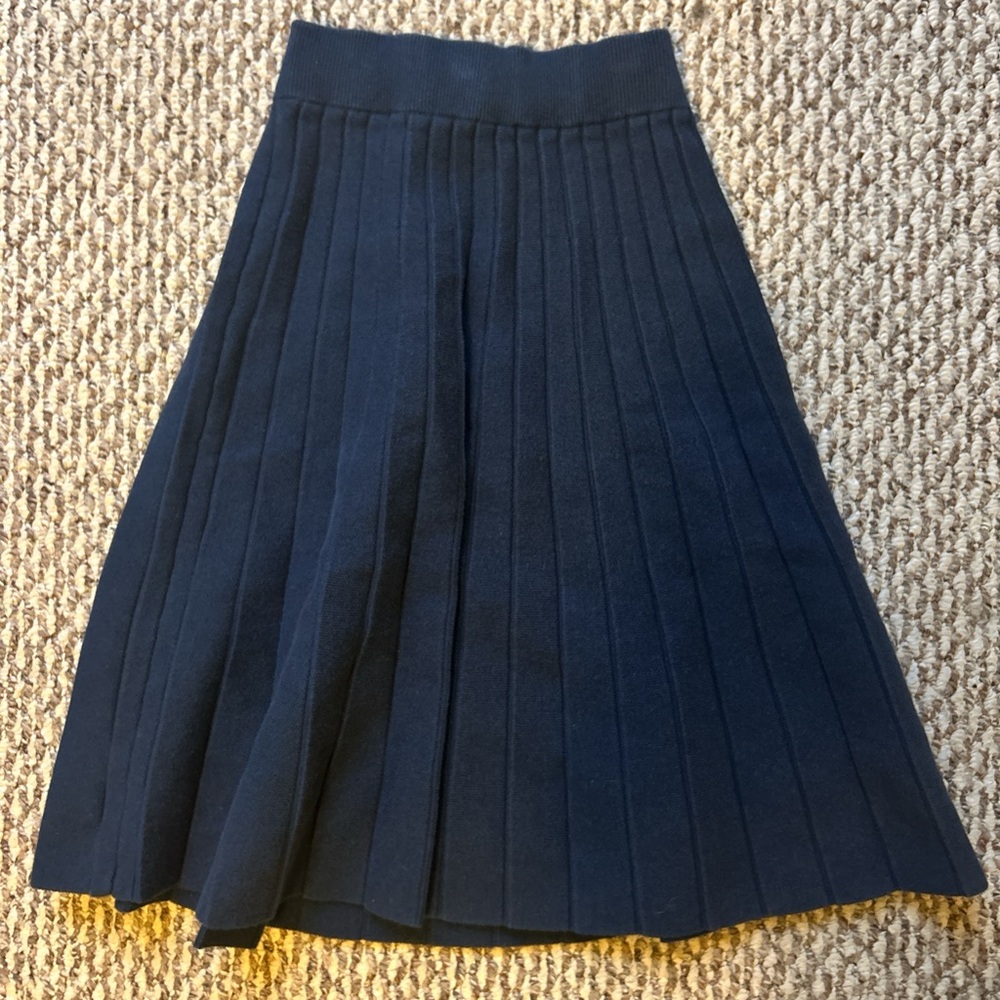 Elegant Navy Blue Pleated Skirt